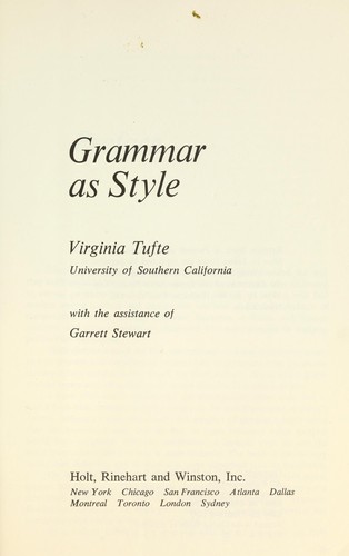 Book cover of Grammar As Style by Virginia Tufte