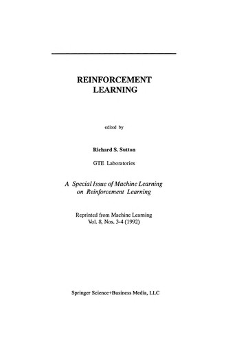 Book cover of Reinforcement Learning by Richard S. Sutton