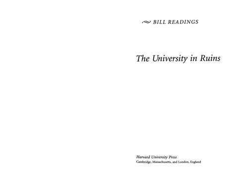 Book cover of The University in Ruins by Bill Readings